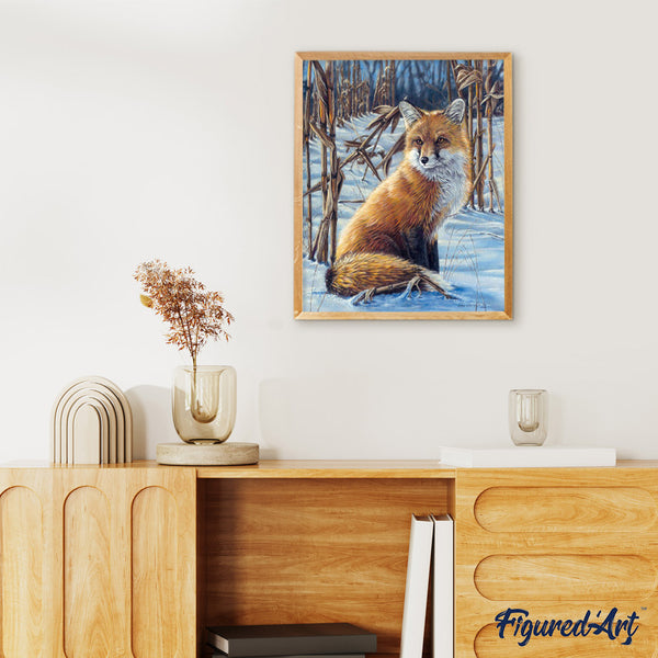 Paint by numbers Fox In The Snow Figured'Art new arrivals, advanced, animals, foxes