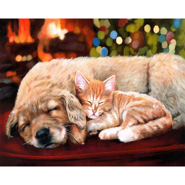 Paint by numbers Sleeping Companions Figured'Art new arrivals, intermediate, animals, dogs, cats