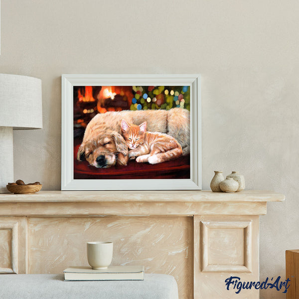 Paint by numbers Sleeping Companions Figured'Art new arrivals, intermediate, animals, dogs, cats