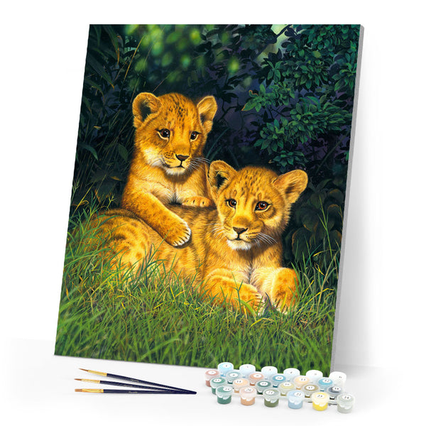 Paint by numbers | Lion cubs | animals advanced lions new arrivals | Figured'Art