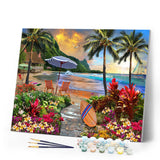 Paint by numbers | Under coconut palm trees | intermediate new arrivals landscapes | Figured'Art