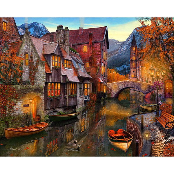 Paint by numbers | Warm canals | advanced new arrivals landscapes cities | Figured'Art