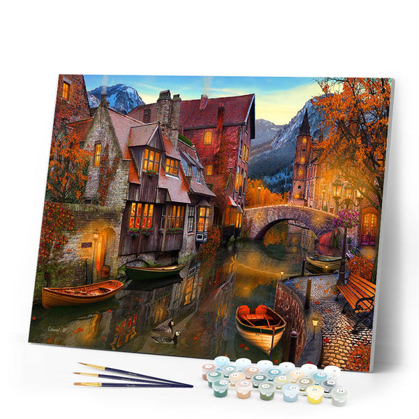 Paint by numbers | Warm canals | advanced new arrivals landscapes cities | Figured'Art