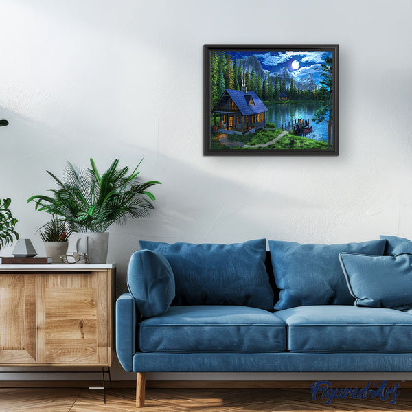 Paint by numbers | Nocturnal lake | forest intermediate new arrivals landscapes | Figured'Art