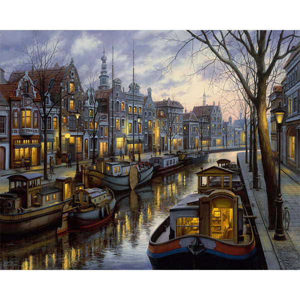 Paint by numbers | Life on the canal | ships and boats advanced new arrivals landscapes cities | Figured'Art