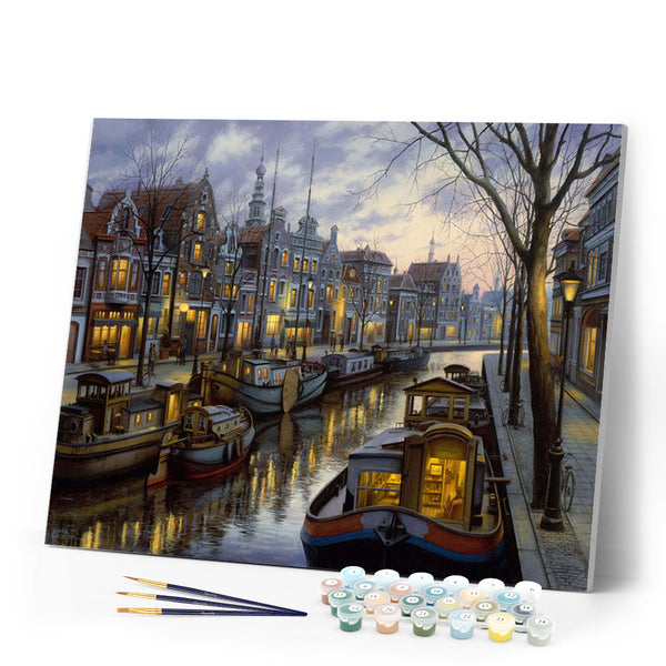 Paint by numbers | Life on the canal | ships and boats advanced new arrivals landscapes cities | Figured'Art