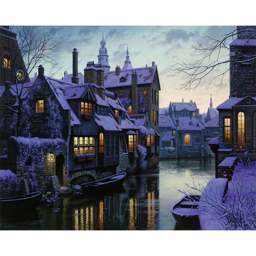 Paint by numbers | water canals at dusk | intermediate new arrivals landscapes cities | Figured'Art