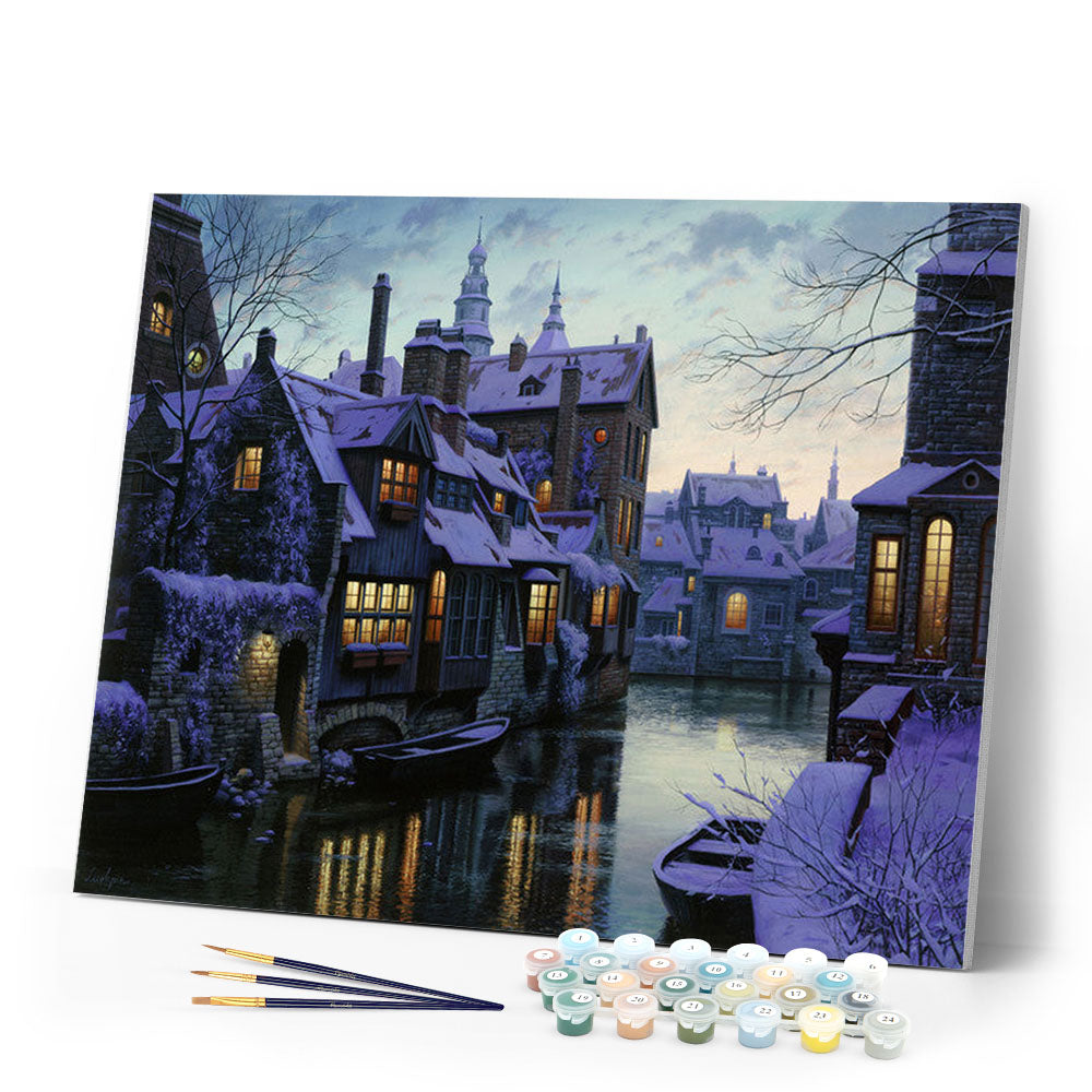 Paint by numbers | water canals at dusk | intermediate new arrivals landscapes cities | Figured'Art