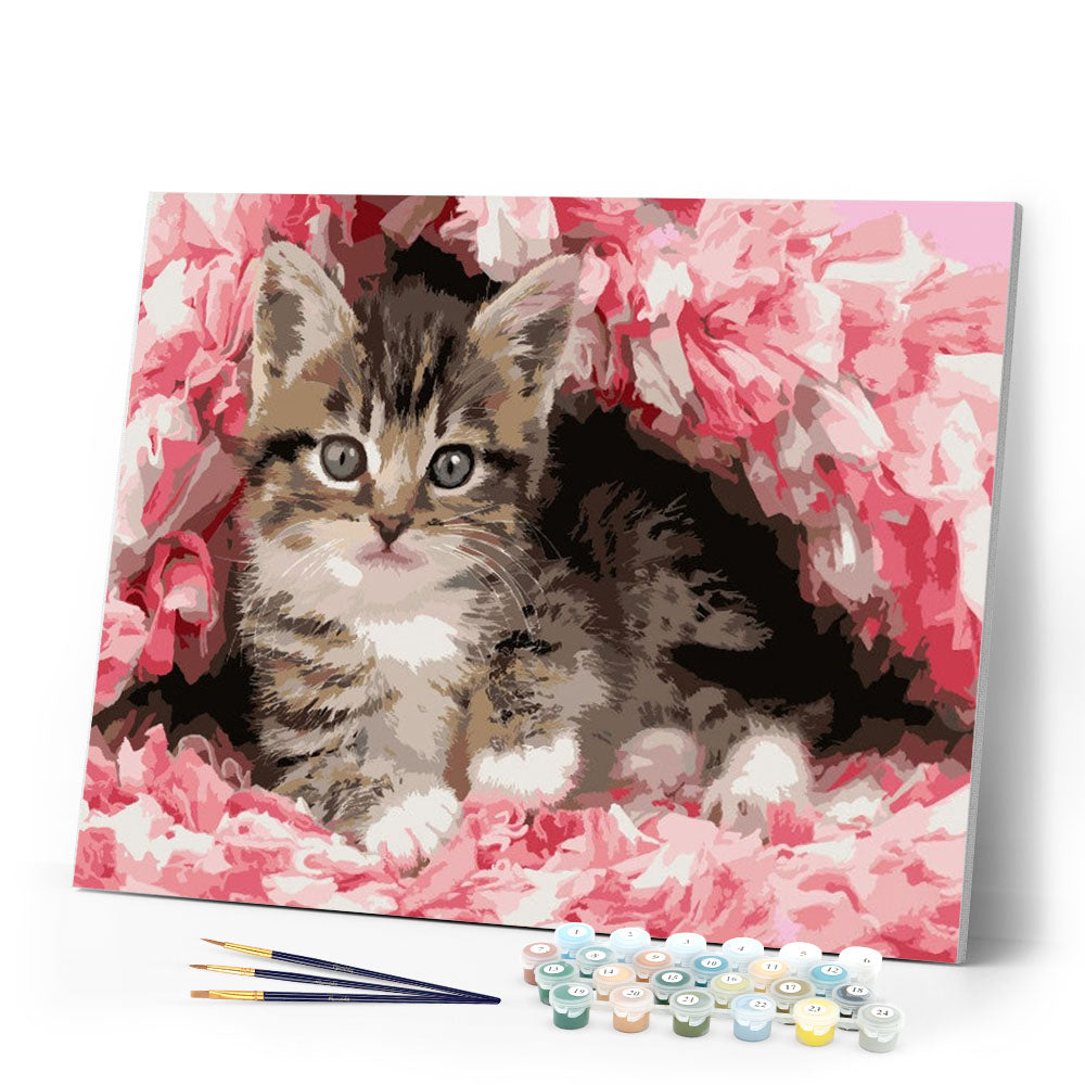 Paint by numbers | Cute Cat | animals cats flowers intermediate new arrivals | Figured'Art