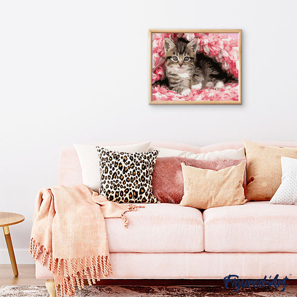 Paint by numbers | Cute Cat | animals cats flowers intermediate new arrivals | Figured'Art