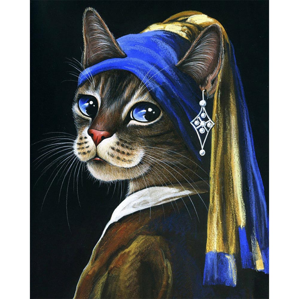 Paint by numbers | Young kitten with a pearl | animals cats intermediate new arrivals reproduction | Figured'Art
