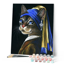 Load image into Gallery viewer, Paint by numbers | Young kitten with a pearl | animals cats intermediate new arrivals reproduction | Figured'Art