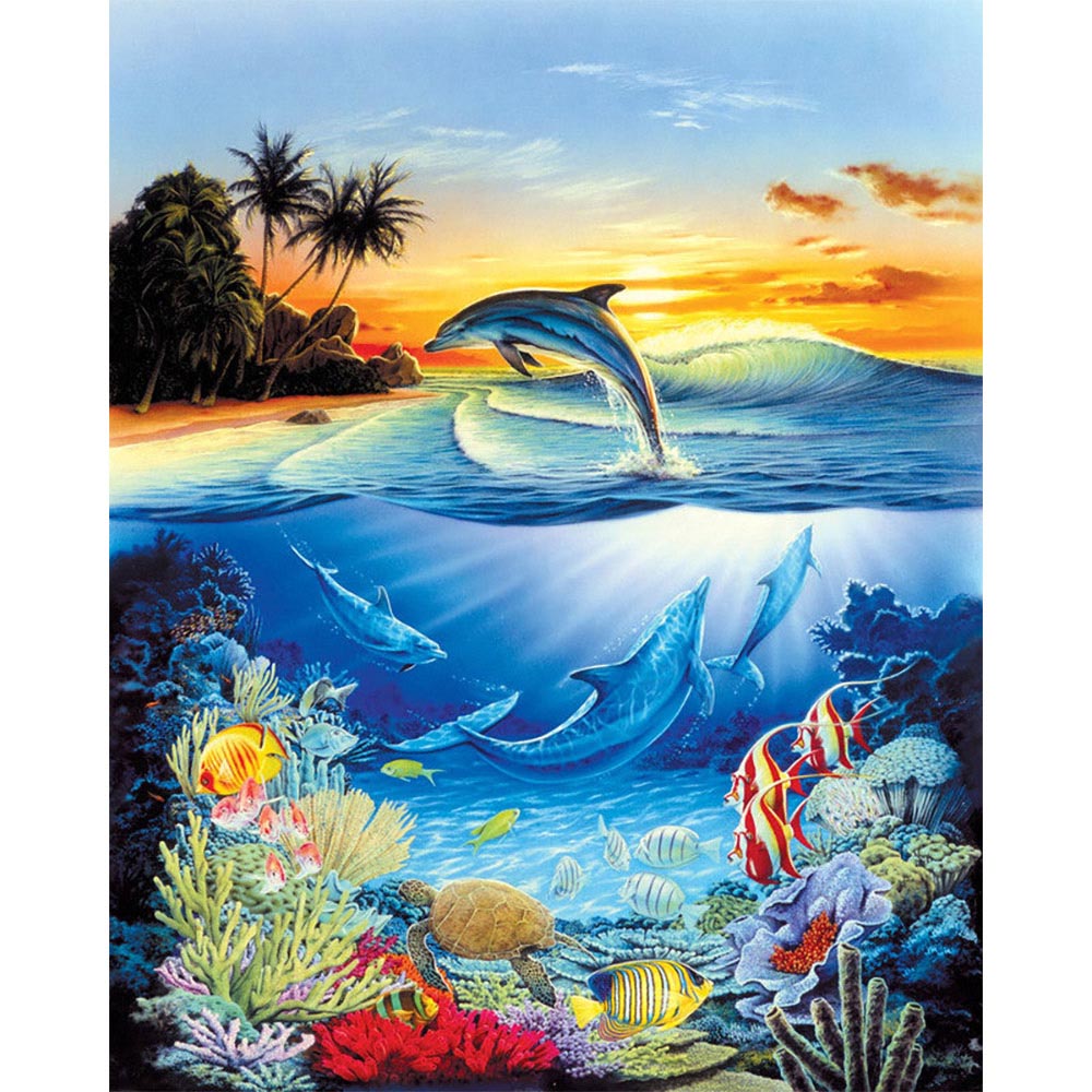 Paint by numbers | Dolphins in the lagoon | animals dolphins intermediate new arrivals landscapes fish | Figured'Art