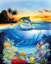 Load image into Gallery viewer, Paint by numbers | Dolphins in the lagoon | animals dolphins intermediate new arrivals landscapes fish | Figured'Art