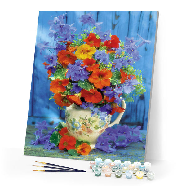 Paint by numbers | Orange and purple bouquet | flowers intermediate new arrivals | Figured'Art