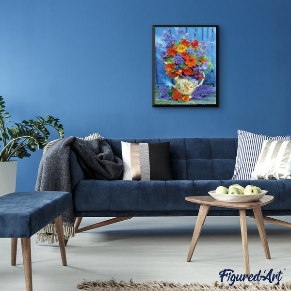 Paint by numbers | Orange and purple bouquet | flowers intermediate new arrivals | Figured'Art