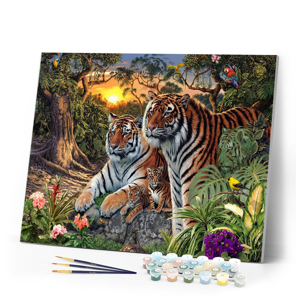 Paint by numbers | Tiger family | animals advanced forest new arrivals landscapes tigers | Figured'Art