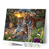 Paint by numbers | Tiger family | animals advanced forest new arrivals landscapes tigers | Figured'Art