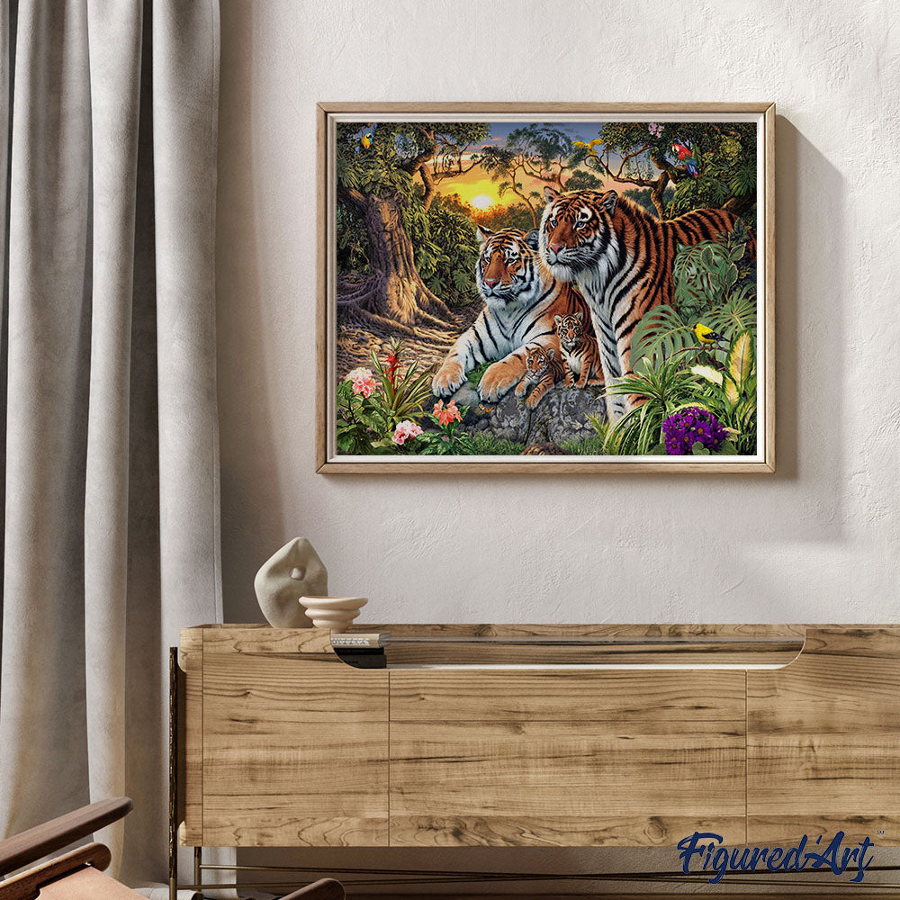 Paint by numbers | Tiger family | animals advanced forest new arrivals landscapes tigers | Figured'Art