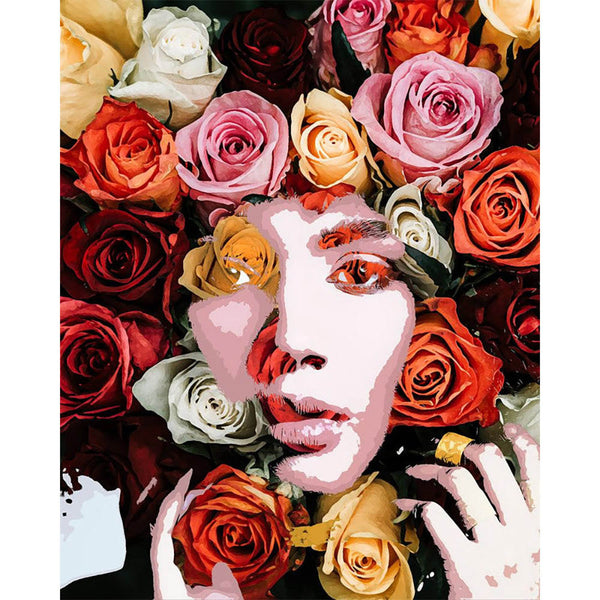 Paint by numbers | Face of roses | women flowers intermediate new arrivals portrait | Figured'Art