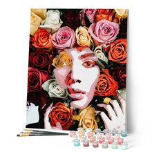 Load image into Gallery viewer, Paint by numbers | Face of roses | women flowers intermediate new arrivals portrait | Figured'Art