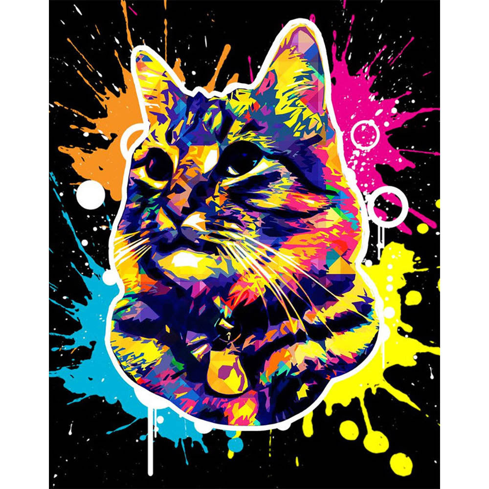 Paint by numbers | Cat Splash Pop Art | animals cats intermediate new arrivals | Figured'Art