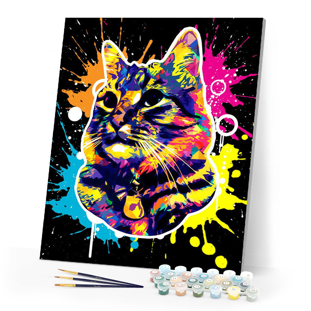 Paint by numbers | Cat Splash Pop Art | animals cats intermediate new arrivals | Figured'Art
