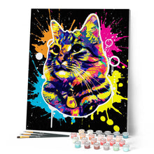 Load image into Gallery viewer, Paint by numbers | Cat Splash Pop Art | animals cats intermediate new arrivals | Figured'Art