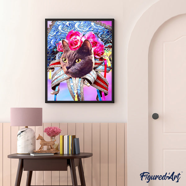 Paint by numbers | Mardigras Cat | animals cats flowers intermediate new arrivals | Figured'Art