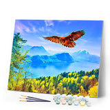 Paint by numbers | Eagle and landscape in Switzerland | eagles animals intermediate new arrivals birds landscapes | Figured'Art