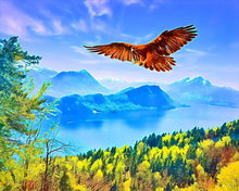 Load image into Gallery viewer, Paint by numbers | Eagle and landscape in Switzerland | eagles animals intermediate new arrivals birds landscapes | Figured'Art