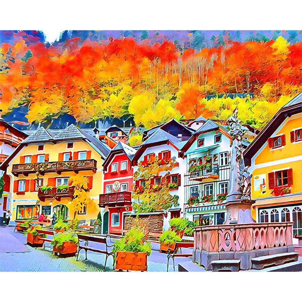 Paint by numbers | Colorful Swiss village | advanced new arrivals landscapes cities | Figured'Art