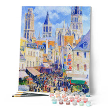 Load image into Gallery viewer, Paint by numbers | Rue de l'Epicerie Rouen - Camille Pissarro | advanced new arrivals reproduction cities | Figured'Art