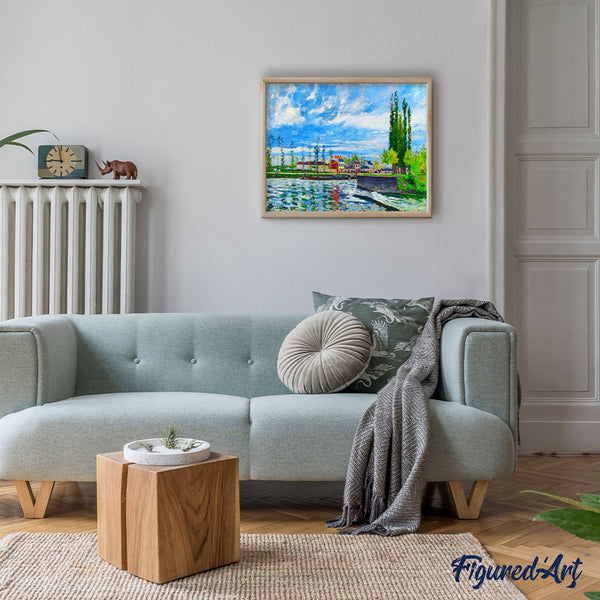Paint by numbers | L'Ecluse à Pontoise - Camille Pissarro | intermediate new arrivals landscapes reproduction | Figured'Art