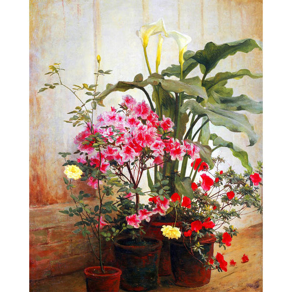 Paint by numbers | Side of a Greenhouse - George Cochran Lambdin | flowers intermediate new arrivals reproduction | Figured'Art