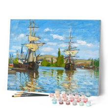 Load image into Gallery viewer, Paint by numbers | Boats sailing on the Seine in Rouen - Monet | ships and boats advanced new arrivals landscapes reproduction | Figured'Art