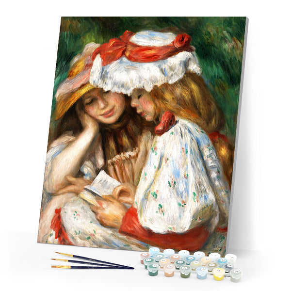 Paint by numbers | Young girls reading - Renoir | intermediate new arrivals reproduction | Figured'Art