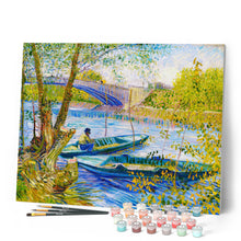 Load image into Gallery viewer, Paint by numbers | Fishing in spring Pont de Clichy - Van Gogh | ships and boats advanced new arrivals landscapes reproduction | Figured'Art