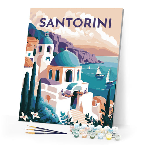 Paint by Numbers - Travel Poster Santorini