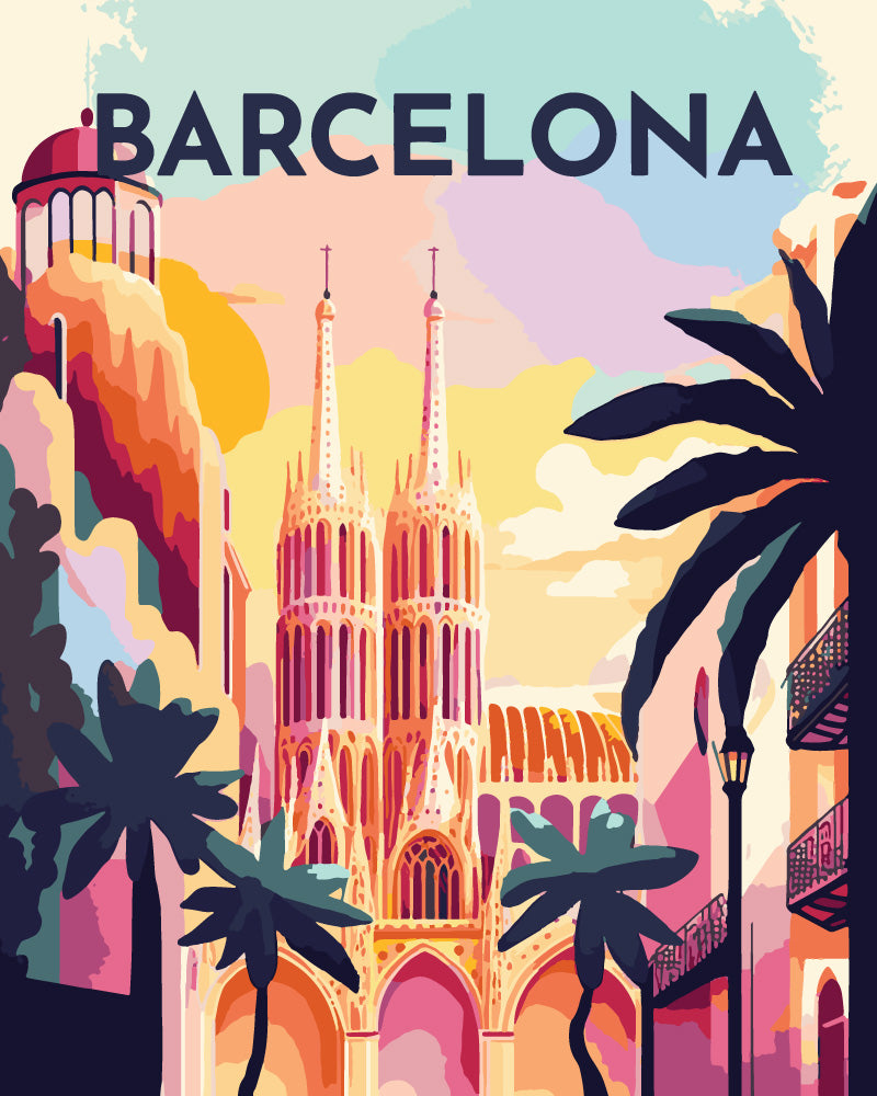 Paint by Numbers - Travel Poster Barcelona – Figured'Art