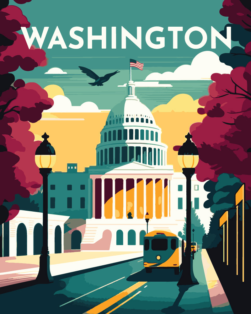 Paint by Numbers - Travel Poster Washington – Figured'Art