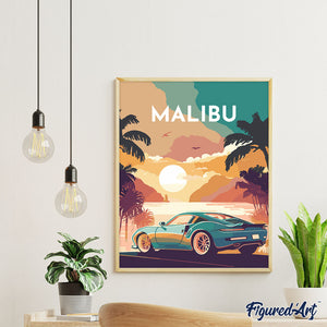 Diamond Painting - Travel Poster Malibu