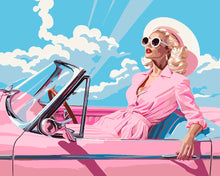 Load image into Gallery viewer, Paint by numbers kit Diva in a Pink Retro Car Figured'Art
