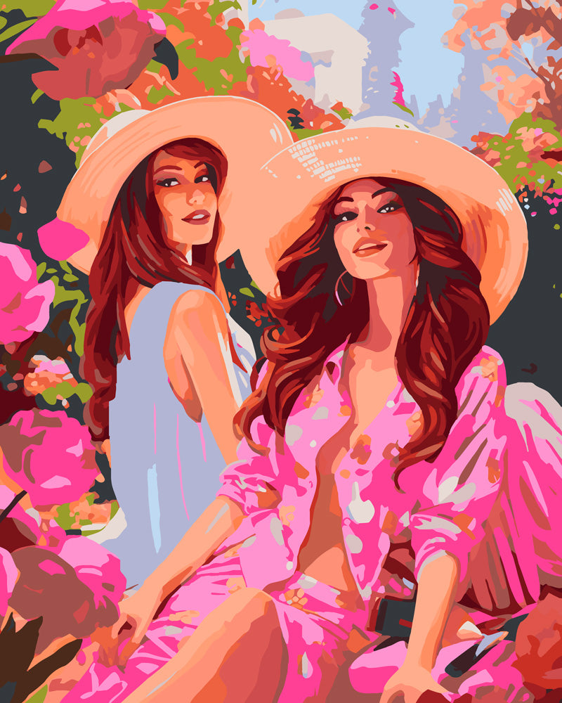 Paint by Numbers - Sisters in a Pink Garden – Figured'Art