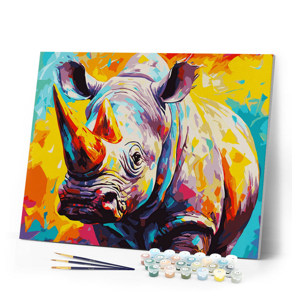 Paint by numbers kit Colorful Abstract Rhinoceros Figured'Art