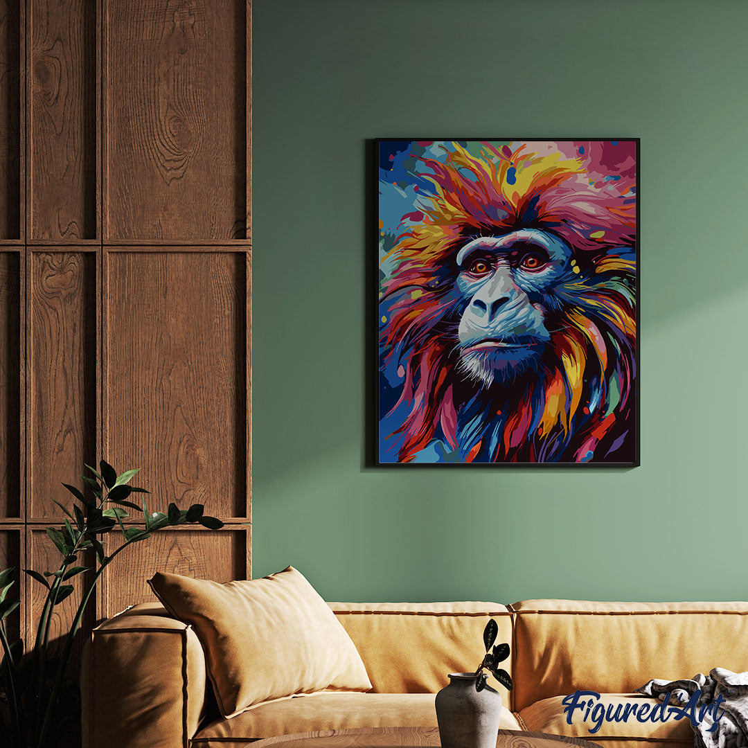 Paint by Numbers - Colorful Abstract Baboon – Figured'Art
