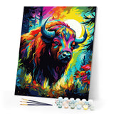 Paint by numbers kit Colorful Abstract Bison Figured'Art