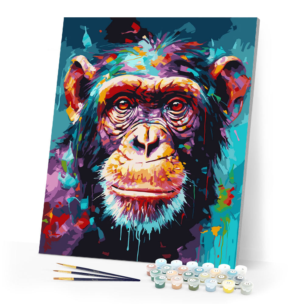 Paint by numbers kit Colorful Abstract Chimpanzee Figured'Art