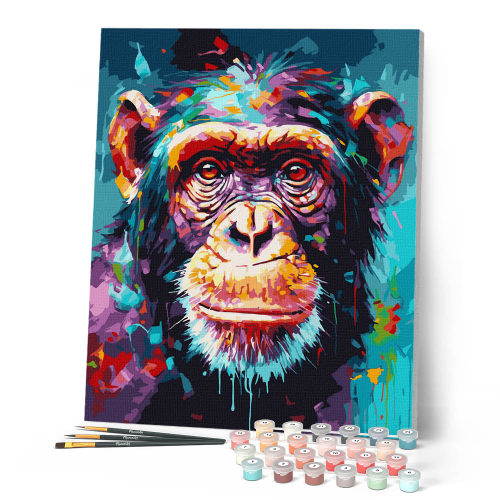 Paint by Numbers - Colorful Abstract Chimpanzee – Figured'Art