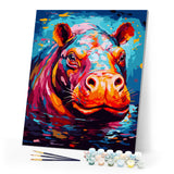 Paint by numbers kit Colorful Abstract Hippo Figured'Art